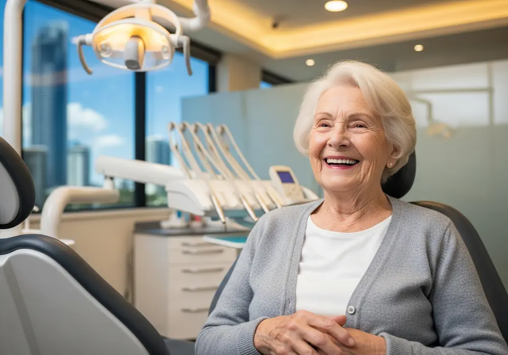 emergency denture fix Gold Coast patient smiling denture repair